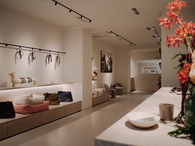 The minimalistic entrance to the dog spa Pintu.